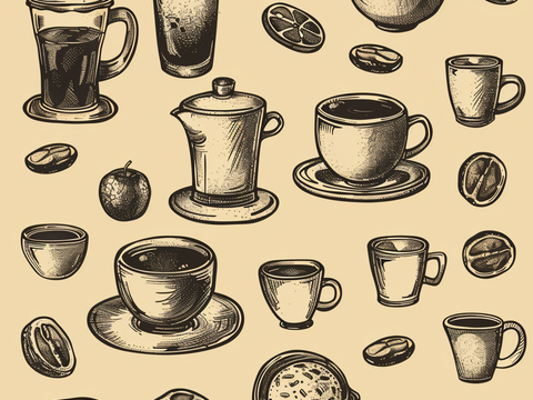 咖啡壁纸 花纹壁纸 卡通壁纸 壁纸