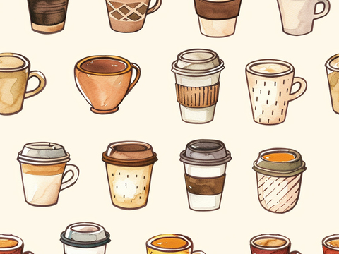 咖啡壁纸 花纹壁纸 卡通壁纸 壁纸