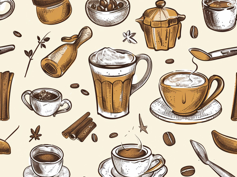 咖啡壁纸 花纹壁纸 卡通壁纸 壁纸