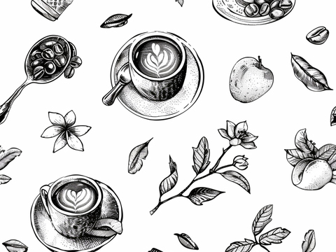 咖啡壁纸 花纹壁纸 卡通壁纸 壁纸