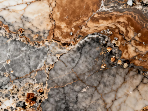 中式现代轻奢 深咖色奢石抽象艺术装饰画