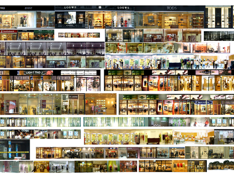  商场店铺门面夜景日景玻璃橱窗 写字楼大楼玻璃幕墙外立面贴图 