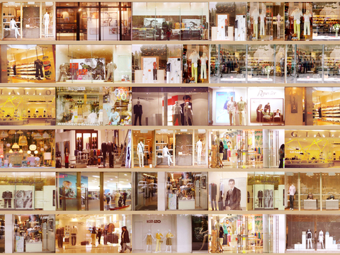 商场店铺门面夜景日景玻璃橱窗 写字楼大楼玻璃幕墙外立面贴图