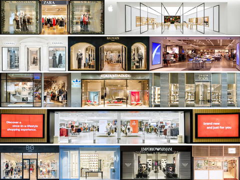 商场店铺门面夜景日景玻璃橱窗 写字楼大楼玻璃幕墙外立面贴图