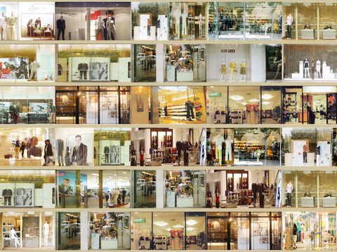 商场店铺门面夜景日景玻璃橱窗 写字楼大楼玻璃幕墙外立面贴图