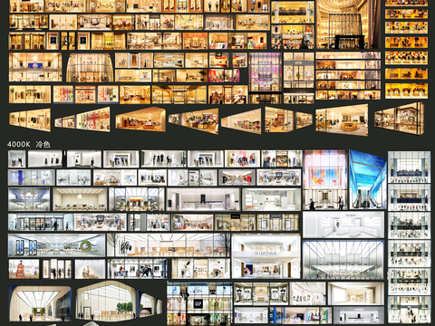  商场店铺门面夜景日景玻璃橱窗 写字楼大楼玻璃幕墙外立面贴图 