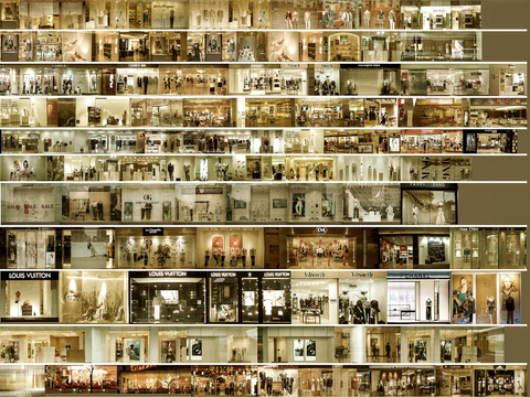 商场店铺门面夜景日景玻璃橱窗 写字楼大楼玻璃幕墙外立面贴图