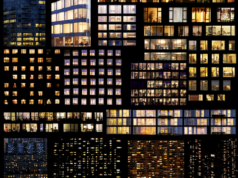 商场店铺门面夜景日景玻璃橱窗 写字楼大楼玻璃幕墙外立面贴图