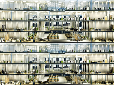 商场店铺门面夜景日景玻璃橱窗 写字楼大楼玻璃幕墙外立面贴图