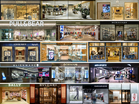  商场店铺门面夜景日景玻璃橱窗 写字楼大楼玻璃幕墙外立面贴图 