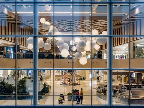 商场店铺门面夜景日景玻璃橱窗 写字楼大楼玻璃幕墙外立面贴图