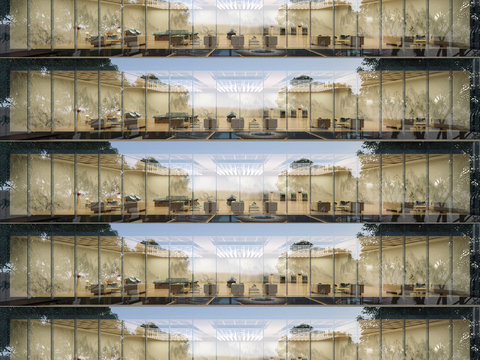  商场店铺门面夜景日景玻璃橱窗 写字楼大楼玻璃幕墙外立面贴图 