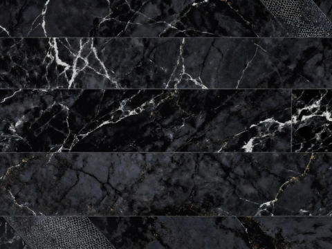 黑色拼花瓷砖 黑色奢石拼花 黑白根奢石拼花 现代轻奢黑地砖