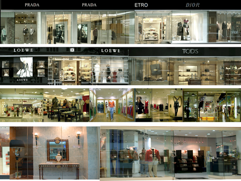 商场店铺门面夜景日景玻璃橱窗 写字楼大楼玻璃幕墙外立面贴图