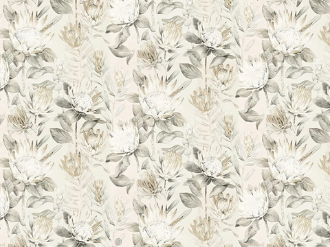 美式花朵墙布手绘艺术壁纸