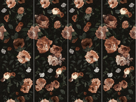 黑色复古花卉花砖