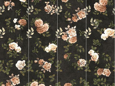 黑色花卉复古花砖