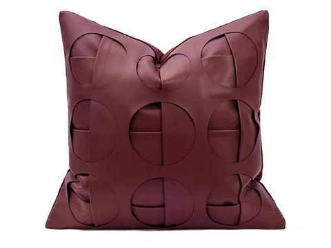 现代抱枕 枕头 皮革抱枕 拼接抱枕