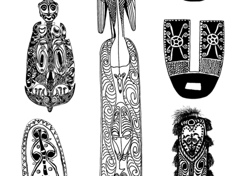  黑白凹凸 高光遮罩 通道 古典花纹 装饰线条 纹理 墙绘图案 