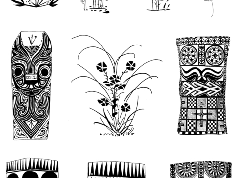  黑白凹凸 高光遮罩 通道 花纹纹理 装饰线条 纹理 墙绘图案 