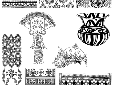 黑白凹凸 高光遮罩 通道 花纹纹理 装饰线条 纹理 墙绘图案