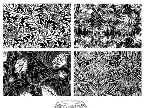  黑白凹凸 高光遮罩 通道 花纹纹理 装饰线条 纹理 墙绘图案 