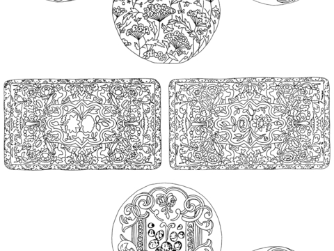 黑白凹凸 高光遮罩 通道 花纹纹理 装饰线条 纹理 墙绘图案