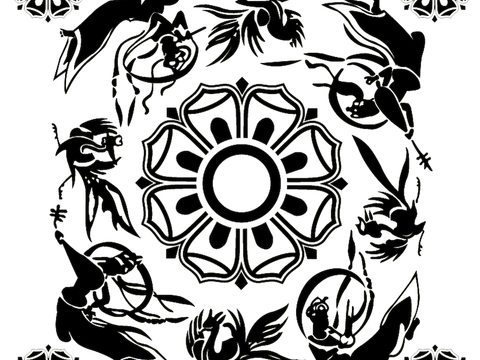  黑白凹凸 高光遮罩 通道 花纹纹理 装饰线条 纹理 墙绘图案 