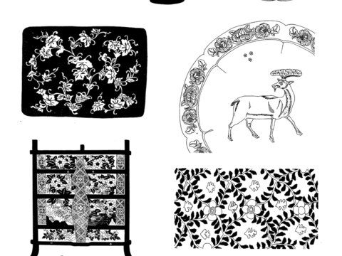 黑白凹凸 高光遮罩 通道 花纹纹理 装饰线条 纹理 墙绘图案