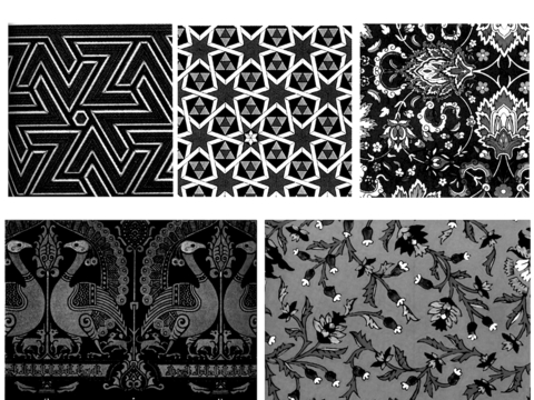  黑白凹凸 高光遮罩 通道 古典花纹 装饰线条 纹理 墙绘图案 