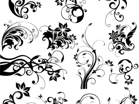  黑白凹凸 高光遮罩 通道 花纹纹理 装饰线条 纹理 墙绘图案 