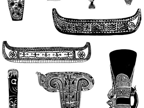  黑白凹凸 高光遮罩 通道 古典花纹 装饰线条 纹理 墙绘图案 