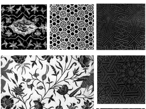  黑白凹凸 高光遮罩 通道 古典花纹 装饰线条 纹理 墙绘图案 