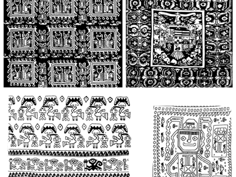  黑白凹凸 高光遮罩 通道 古典花纹 装饰线条 纹理 墙绘图案 