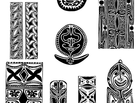  黑白凹凸 高光遮罩 通道 古典花纹 装饰线条 纹理 墙绘图案 