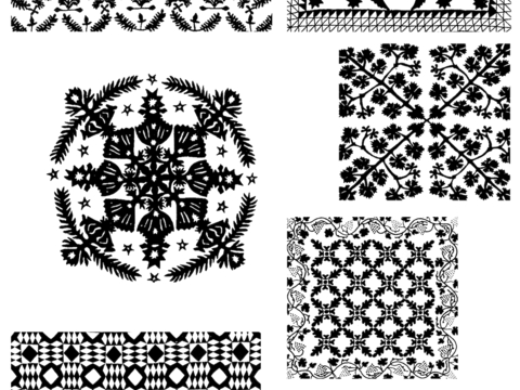  黑白凹凸 高光遮罩 通道 古典花纹 装饰线条 纹理 墙绘图案 