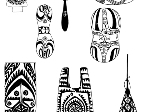  黑白凹凸 高光遮罩 通道 古典花纹 装饰线条 纹理 墙绘图案 