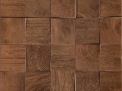 中式 工业风 胡桃木方块拼花 木头方块拼接板 木板拼接墙体