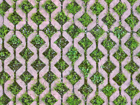 植草砖 草坪砖 停车砖 户外石头汀步 石头间隙植草砖草坪铺装