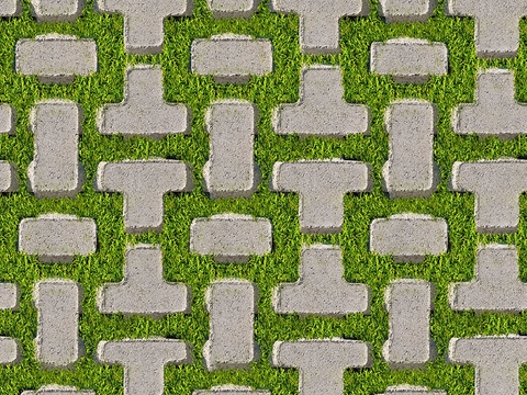 植草砖 草坪砖 停车砖 户外石头汀步 石头间隙植草砖草坪铺装