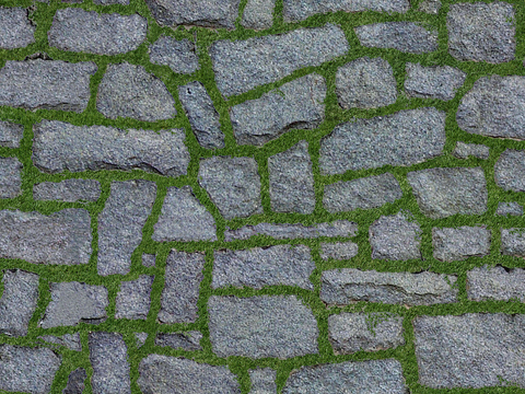 植草砖 停车位 户外公园石头汀步 毛面自然石间隙植草砖铺装