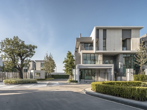 高清住宅小区景观庭院原来白天户外景观窗口