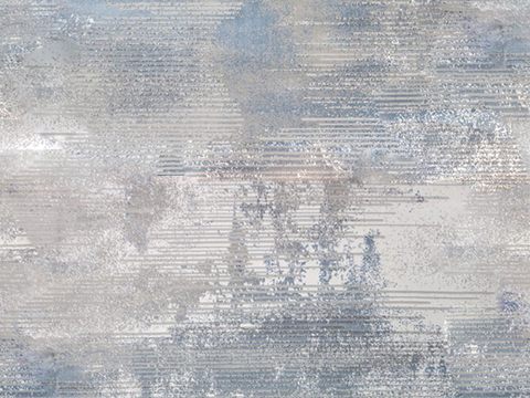 无缝中式山水蓝灰毛麻地毯