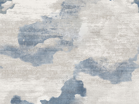  无缝中式蓝灰色毛麻地毯 