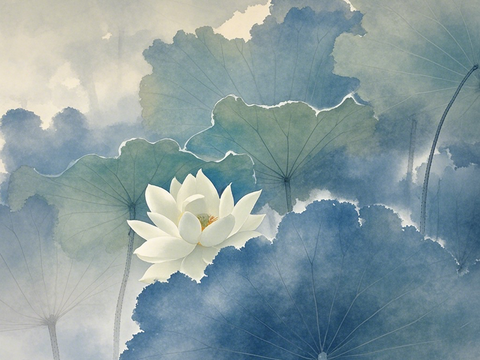 水彩画 水墨装饰画 荷花