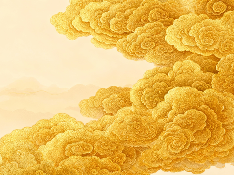 中式祥云 云彩 金色祥云背景