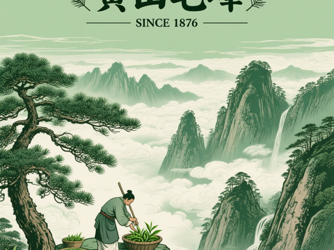复古插画 茶叶包装 海报 制茶采茶工艺