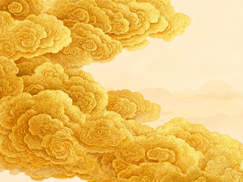 中式祥云 云彩 金色祥云背景