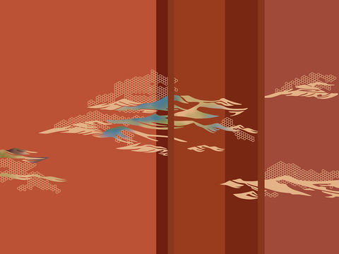 中式新中式山水壁纸壁画