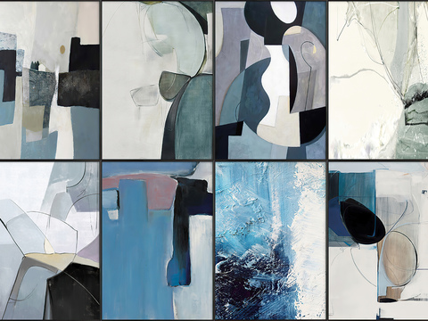 简约抽象蓝色装饰画